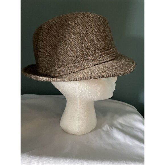 Stetson Equalizer Brown Herringbone Fedora Hat With Bow Accent - Picture 4 of 11